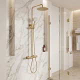 Coloana de dus cu termostat Drop Brush Gold