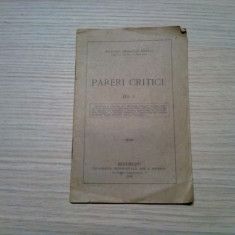 PARERI CRITICE No. 1 - Buletinul "Societatii Critice" Anul I - 1916, 20 p.