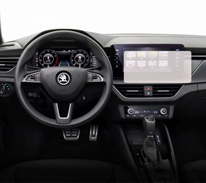 Folie Protectie Display Navigatie, Duragon, Skoda Kamiq 2023+, silicon Mat, Anti-zgarieturi, Anti-amprenta, Kit instalare