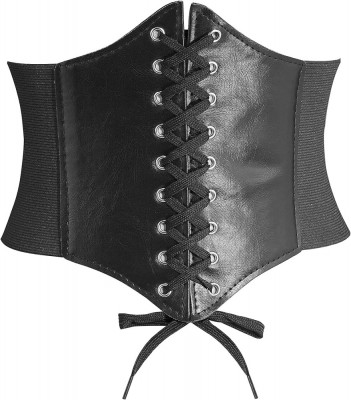 Curele de corset pentru femei, centura de talie largă elastică din piele Waspie foto
