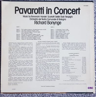 Vinil original SUA, Luciano Pavarotti in Concert, orchestra teatru Bologna foto