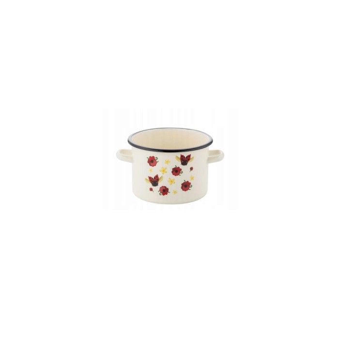 Oala din otel emailat alb, 16cm, 2l, Ladybird, Florina