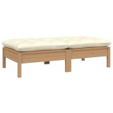 Canapea gradina 2 locuri Gossi, lemn masiv pin, perne crem, terasa, balcon, exterior, 127x63.5x28.5 cm