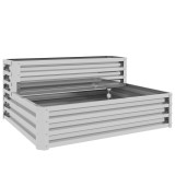 Outsunny Jardinieră Exterioară din Oțel Galvanizat cu Design &icirc;n Trepte și Bază Deschisă pentru Culturi Plante 120x101x58 cm Argintiu | Aosom Romania