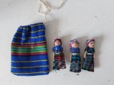 Set de 3 papusi in saculet Worry Doll Set Guatemala, arta traditionala, artizanat suvenir America Latina