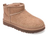 Ghete UGG maro, CLASSIC ULTRA MINI BIARRITZ, din piele intoarsa