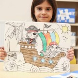 Plansa - Puzzle Insula piratilor + Set instrumente de colorat | Funny Mat