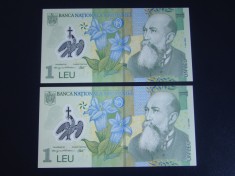 1 leu 2006 / 2007 / 2008 / 2011/ 2012 / 2013 - 2 x UNC Serii Consecutive