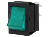 &Icirc;ntrerupător Rocker DPST Verde - 16A/250VAC, Bulgin 1350