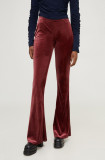 Answear Lab pantaloni femei, culoarea bordo, evazati, high waist