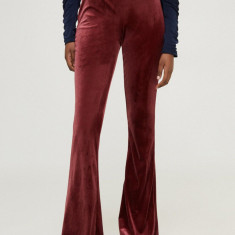 Answear Lab pantaloni femei, culoarea bordo, evazati, high waist