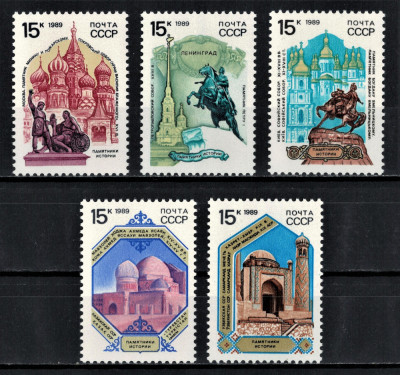 RUSIA 1989 - Arhitectura, Monumente istorice/ serie completa MNH foto