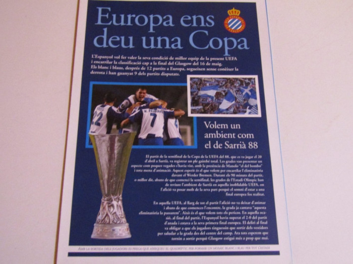 Program meci fotbal ESPANYOL BARCELONA-WERDER BREMEN (26.04.2007)