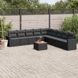Cumpara ieftin Set canapele de grădină cu perne, 10 piese, negru, poliratan