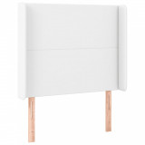 Cumpara ieftin Tablie de pat cu aripioare, alb, 83x16x118/128 cm, piele eco