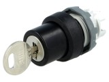 Comutator Rotativ cu Cheie 22mm 2 Pini Negru