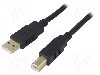 Cablu USB A mufa, USB B mufa, USB 2.0, lungime 3m, negru, BQ CABLE - CAB-USB2AB/3G-BK