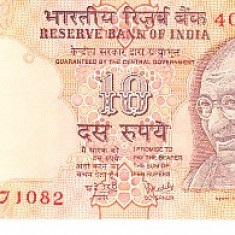 M1 - Bancnota foarte veche - India - 10 rupii - 2008