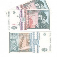 SV * Romania BNR 500 LEI 1992 * FILIGRAN FATA * Serii Consecutive * AUNC + +