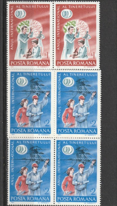 Romania ,an tinerei, bloc de 4 ,nr lista 1121.