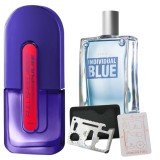 Cumpara ieftin Set apa de toaleta Full Speed Pulse 75 ml, apa de toaleta Individual Blue 100 ml, card multifunctional de supravietuire, otel inoxidabil, Avon