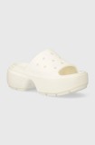 Cumpara ieftin Crocs papuci Stomp Slide femei, culoarea bej, cu platforma, 209346