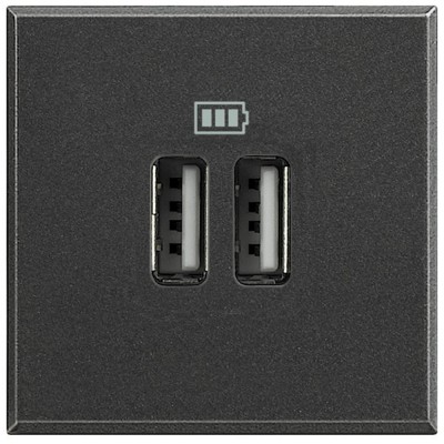 Priza USB tip A dubla 5V 3000mA Axolute Bticino 2M antracit HS4285C2 foto