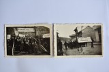 doua fotografii vechi Serbarea Sadirii Arborelui Serbarea Primaverii elevi copii pancarta Regele Ferdinand anii 20