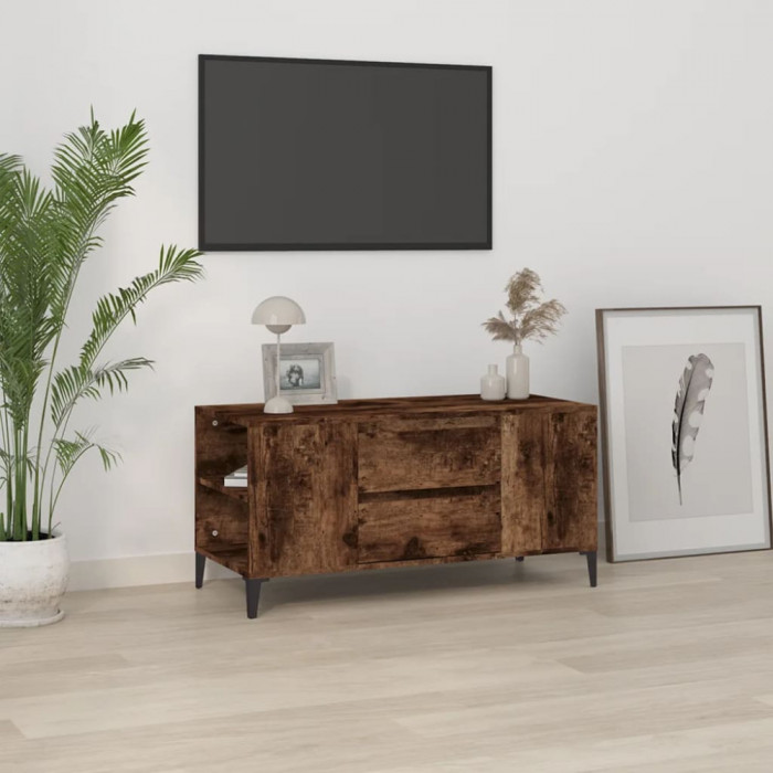Comoda TV, stejar fumuriu, 102x44,5x50 cm, lemn prelucrat GartenMobel Dekor