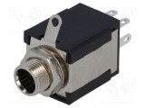Conector Jack 6,3mm Soclu Piste 3 Drept pentru Montare pe Panou NINIGI