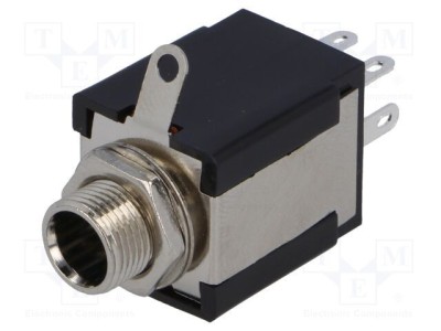 Conector Jack 6,3mm Soclu Piste 3 Drept pentru Montare pe Panou NINIGI foto