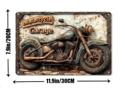 Decoratiune de perete din metal pentru garaj de motociclete, casă, bar, cafenea 2D 20x30cm foto