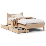 VidaXL Cadru de pat pentru copii cu sertare, 90x190 cm, lemn masiv pin