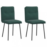 VidaXL Scaune de sufragerie, 2 buc., verde &icirc;nchis, catifea 4101311