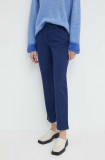 PS Paul Smith pantaloni femei, culoarea albastru marin, drept, high waist, W2R.307T.M30879