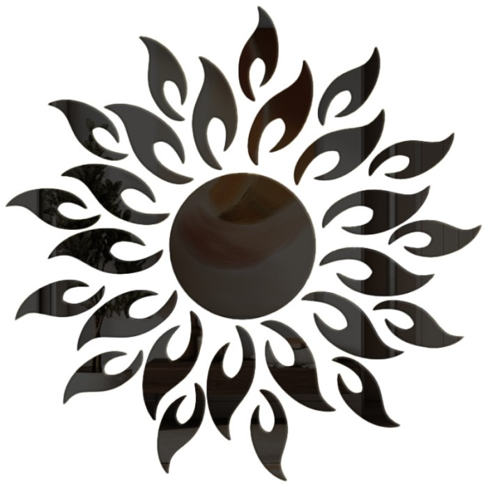 Oglinzi CCmax, Model Soare, Negru, Acrilice, Autoadezive pentru Decor si Design Interior, 27 piese, 500x500 mm