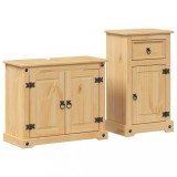 Cumpara ieftin Set mobilier de baie &bdquo;Corona&rdquo;, 2 piese, lemn masiv de pin
