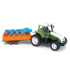 Tractor agricol de jucarie, model cu remorca si plug, alb/verde, 57&amp;amp;#215;19.5&amp;amp;#215;20.5 cm foto