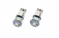 Set becuri auto cu LED CANBUS T10e W5W 3 SMD ALU Alb 12V/24V foto