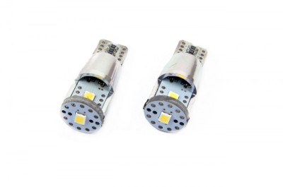 Set becuri auto cu LED CANBUS compatibil T10e W5W 3 SMD ALU Alb 12V/24V, foto