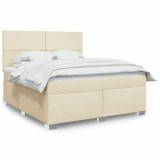 vidaXL Pat continental cu saltea, crem, 180x200 cm, textil