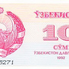 M1 - Bancnota foarte veche - Uzbekistan - 10 sum - 1992