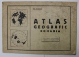 ATLAS GEOGRAFIC ROMANIA de GH. CETESCU , 1948 , PREZINTA PETE SI URME DE UZURA