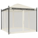 Cumpara ieftin Foisor cu pereti din plasa, crem, 2,93x2,93 m, otel
