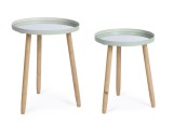 Cumpara ieftin Set 2 masute lemn otel verde oglinda Edvard &Oslash;35,5x44h; &oslash;40x51h