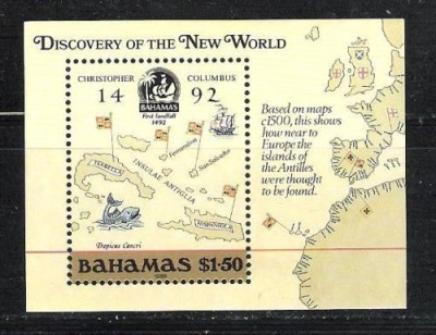 Bahamas 1988 Discovery of America mini perf. sheet Mi.53 MNH S.717 foto