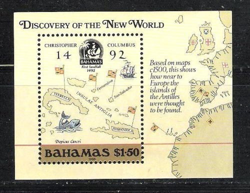 Bahamas 1988 Discovery of America mini perf. sheet Mi.53 MNH S.717