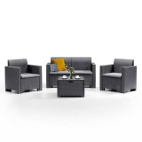 Leziter Set Mobilier Gradina Nero 4 Locuri Plastic Ratan Grafit Rezistent Intemperii