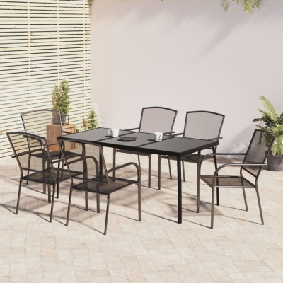 Gossi set de masa pentru gradina, 7 piese, antracit, otel foto