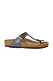 Birkenstock slapi Gizeh Metallic femei, culoarea negru, cu toc plat, 1021428